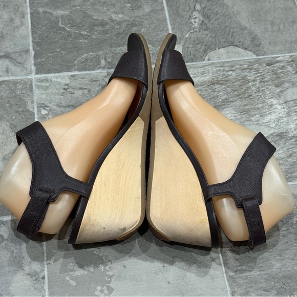 Camper Brown Leather Wedge Sandals Size 8.5 EUR 39 Hook and Loop Open Toe - Picture 7 of 13